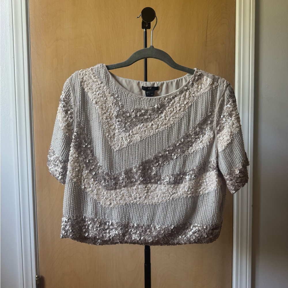 H&M Silver Sequin Blouse